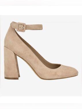 Calvin Klein Fionna Women’s Ankle Strap Nude Suede Heel Pumps Sz 8.5 NWT
